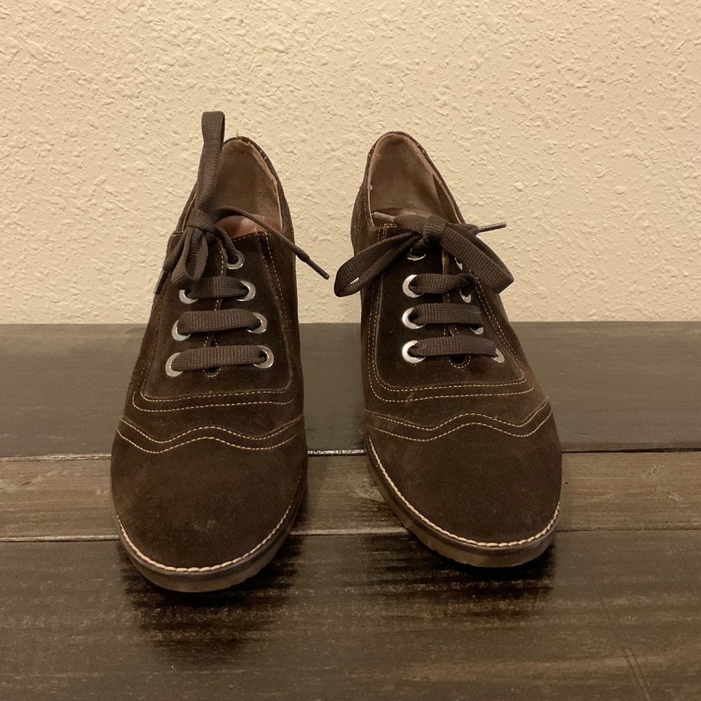 Melluso Booties, Walk Brown Suede Retro Oxford, Italian Made, Size 40 - Picture 2 of 12